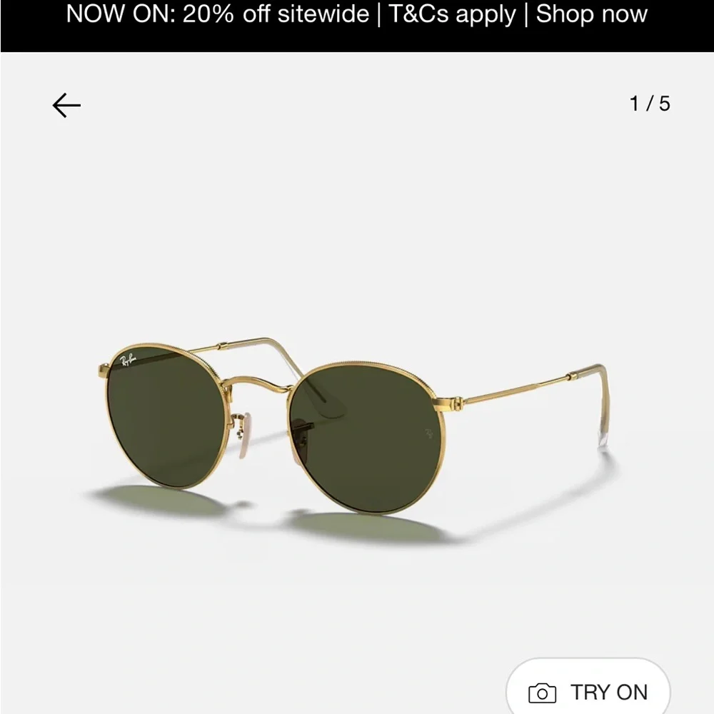 Ray-Ban Gold Frame Sunglasses with Dark Lenses - Picture 1 of 4